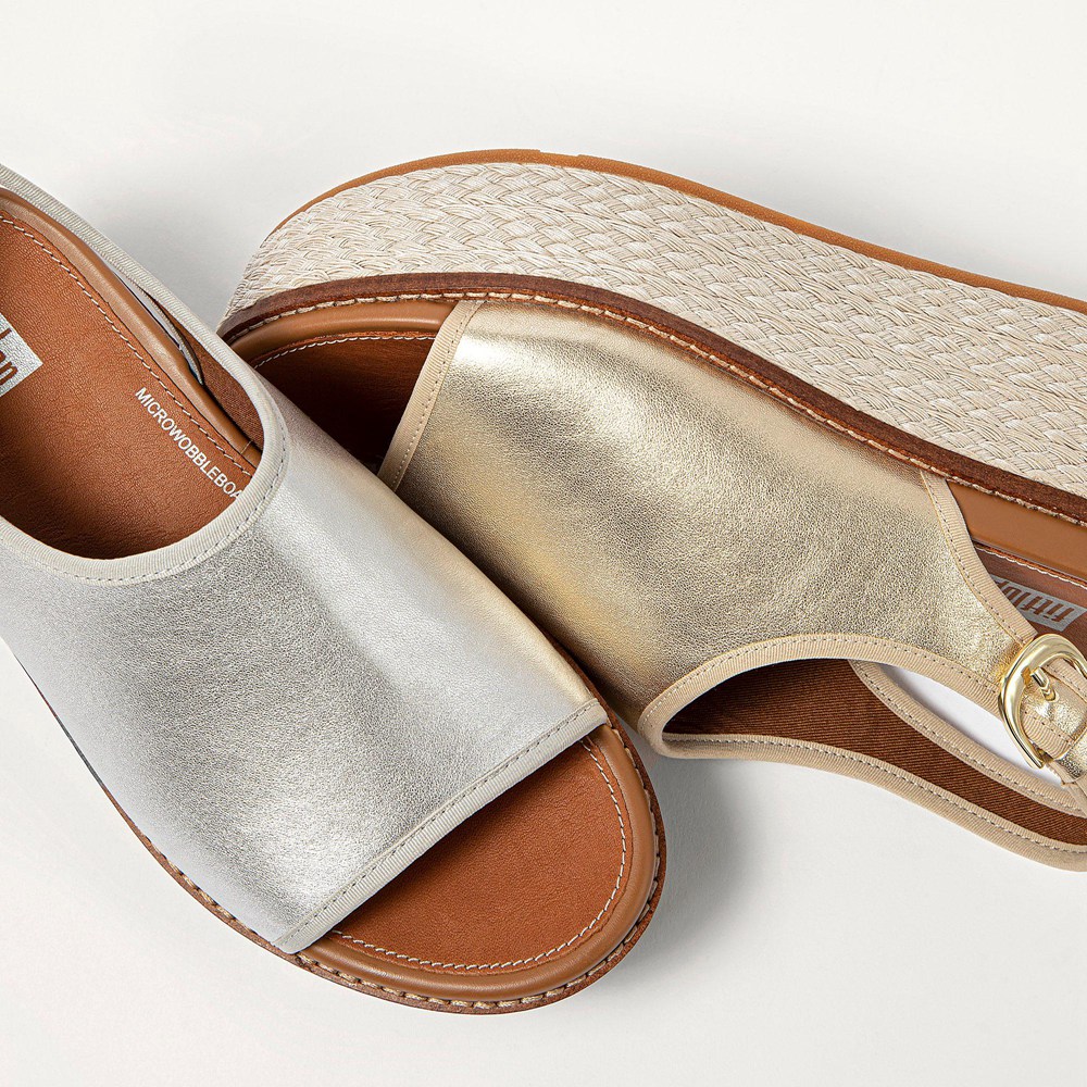 Fitflop Womens Wedge - Eloise Mixed-metallics Back-strap - Silver - 045-QLNRED